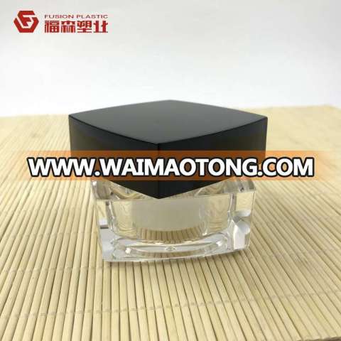 50G Black Cap Material and Acrylic Plastic Type square cosmetic acrylic jar